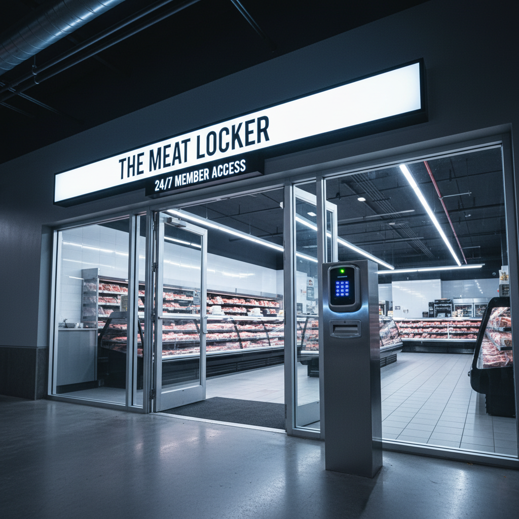 24/7 MetzgerStore Eingang mit Zutritts Kundenkarte