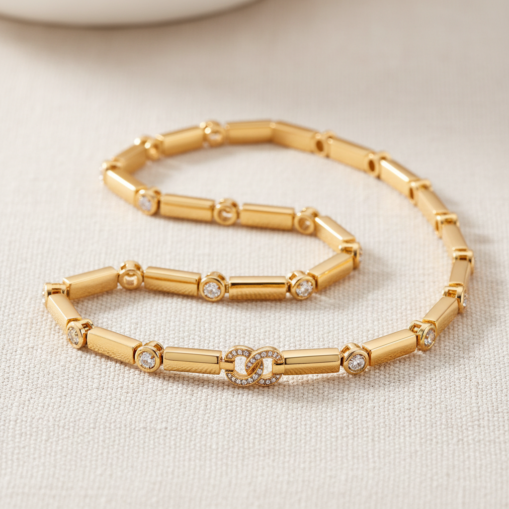 Pulseira bracelete prata 925 com zircônias brilhantes, joalheria feminina premium