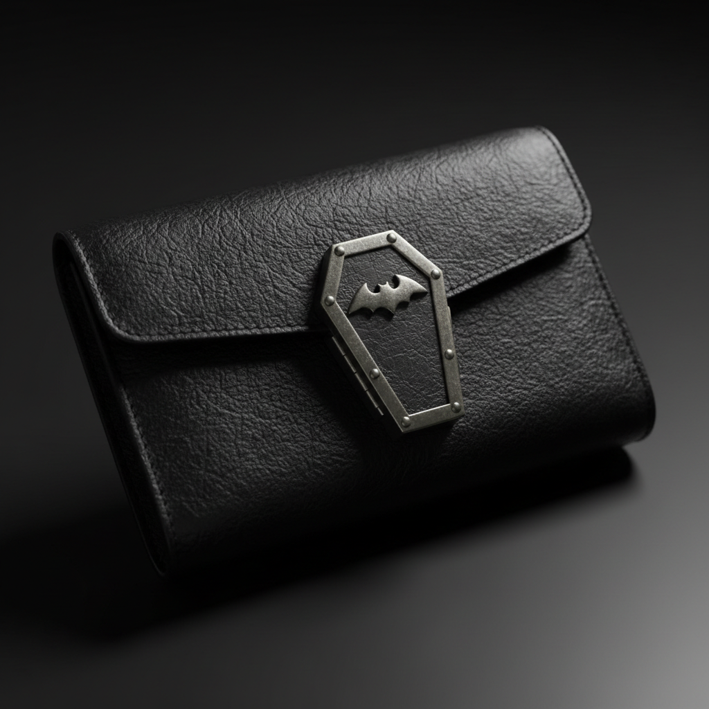 Reliquary Clutch — small gothic leather clutch with coffin clasp closure