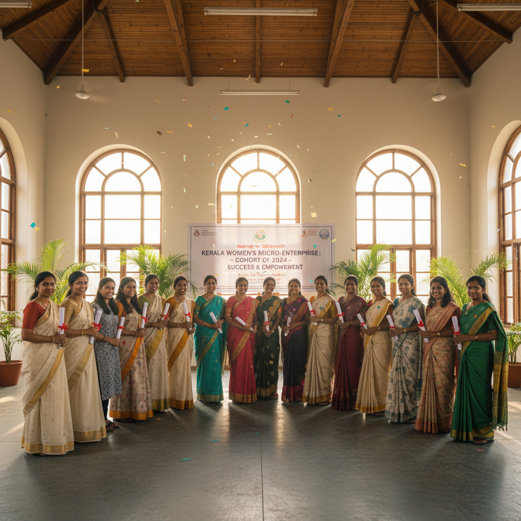 Women's micro-enterprise cohort of 22 graduates in Kerala India with average income tripled