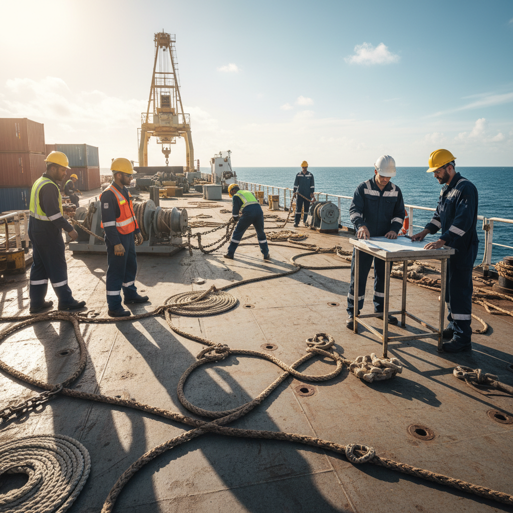 CS Tanker seafarers on vessel deck, maritime professionals, crew at sea