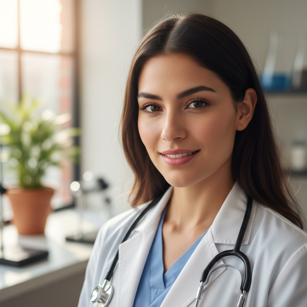 Portrait of Emily Rodriguez, satisfied healthcare professional client