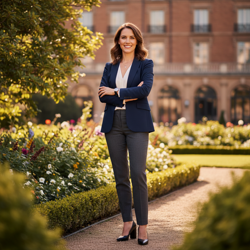 Lena Vasquez-Ohlsson — sustainability officer photographed outdoors near a hotel garden with natural light