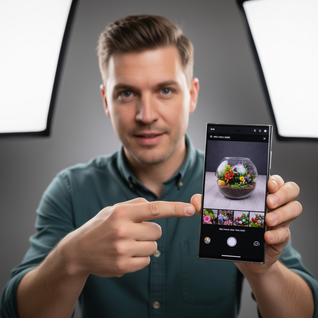 Samsung Galaxy smartphone side view in studio lighting