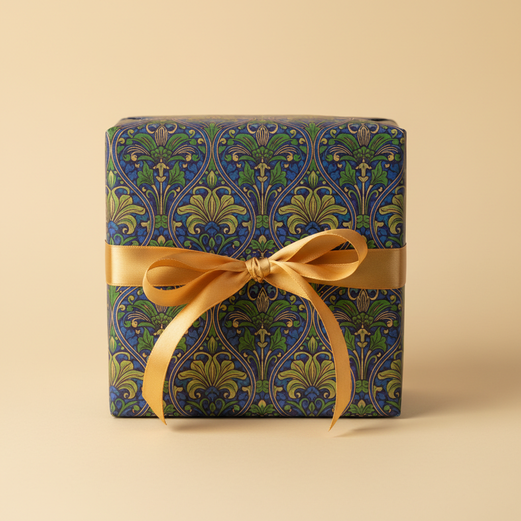 Manos artesanas empaquetando joyas en caja regalo blanca, luz natural cálida, ambiente minimal