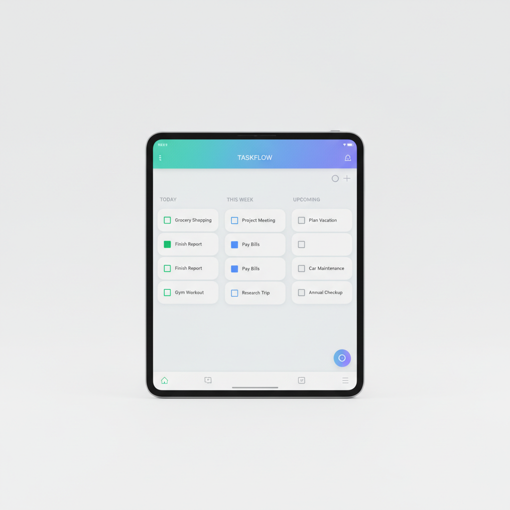 Productivity app showing organized task lists and project management interface