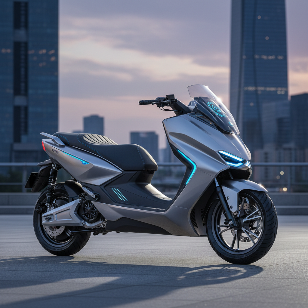 Yadea G5 scooter eléctrico premium con diseño futurista en ambiente urbano