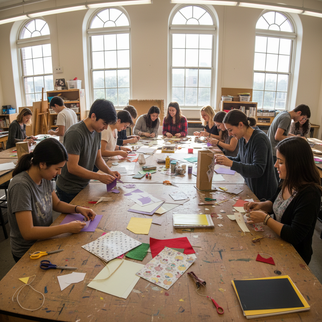 Students at a craft club session