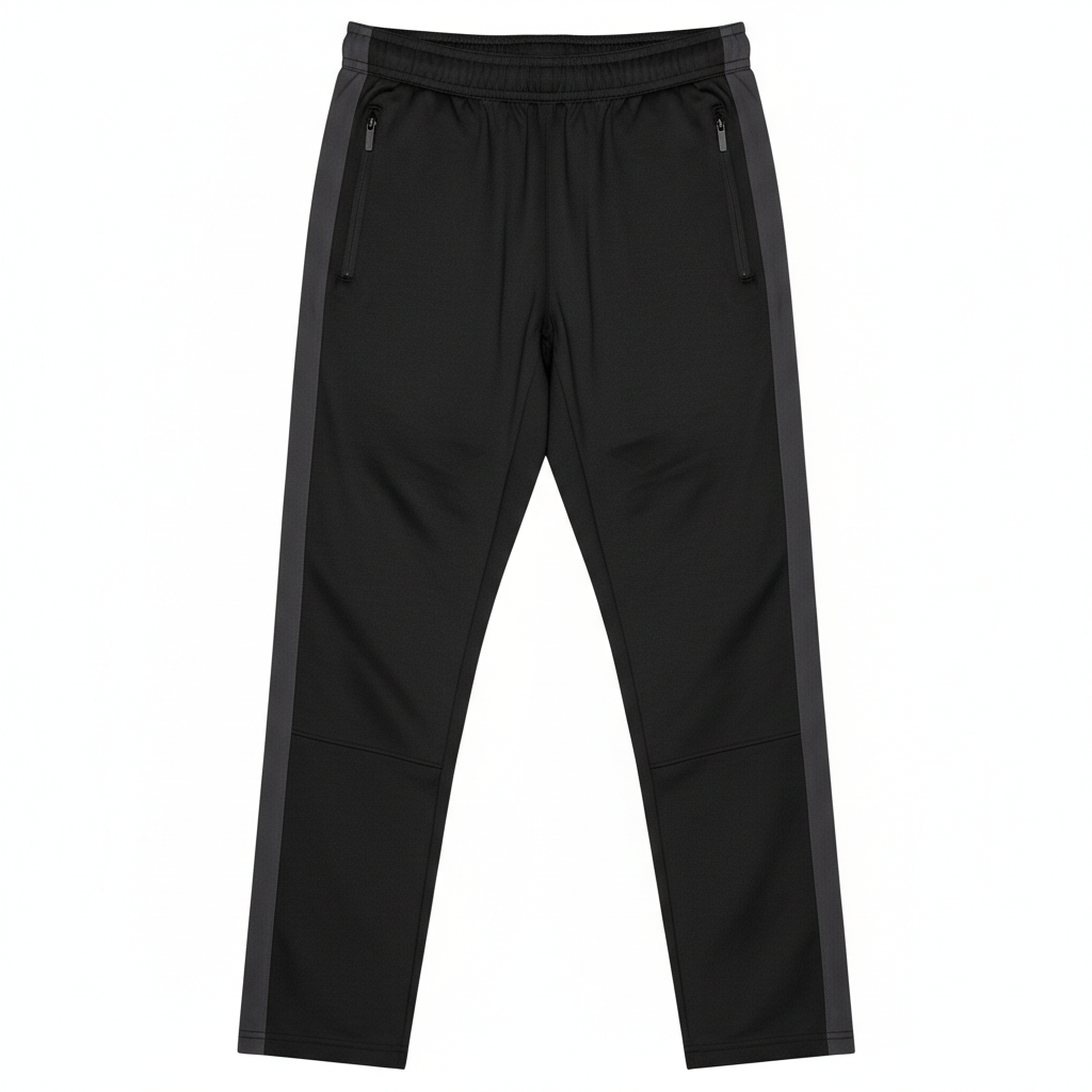 Black technical track pants editorial