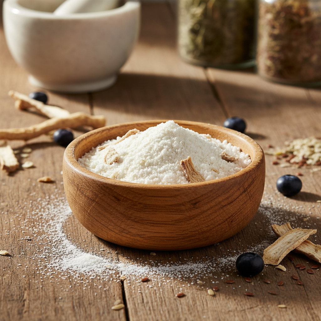 Probiotic supplement capsules with fermented food ingredients on bright white background, clean studio light