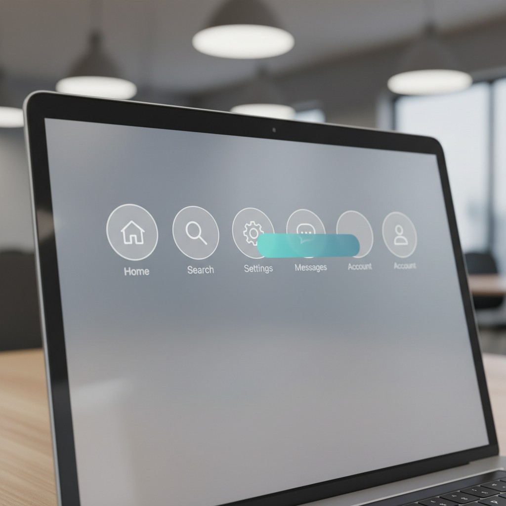 Modern laptop screen showing clean software interface with bright white background