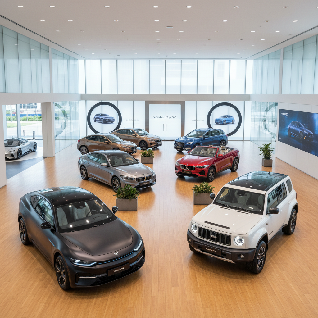 VelocityX showroom interior with multiple models on display