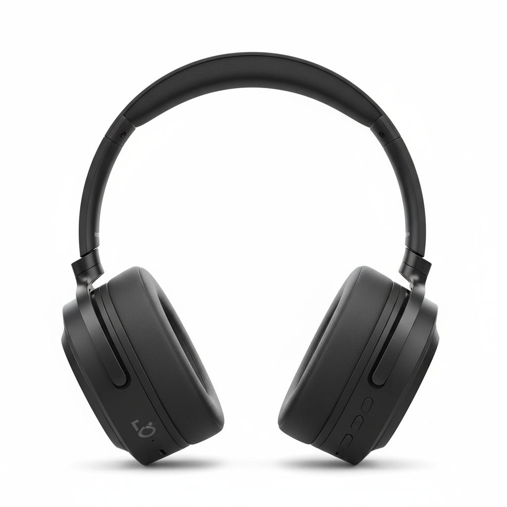 Premium over-ear headphones on black background