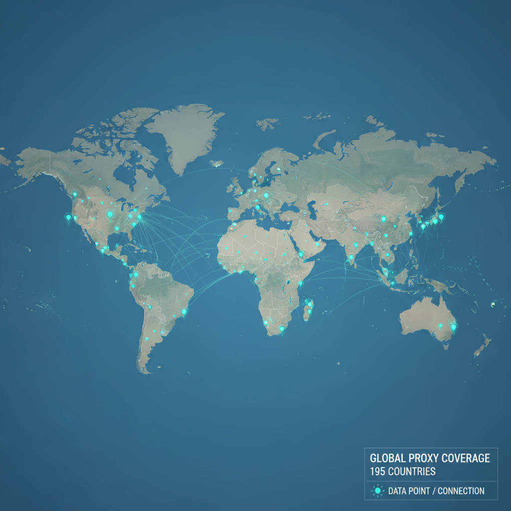 Dark world map showing connected device locations across continents with teal pin markers