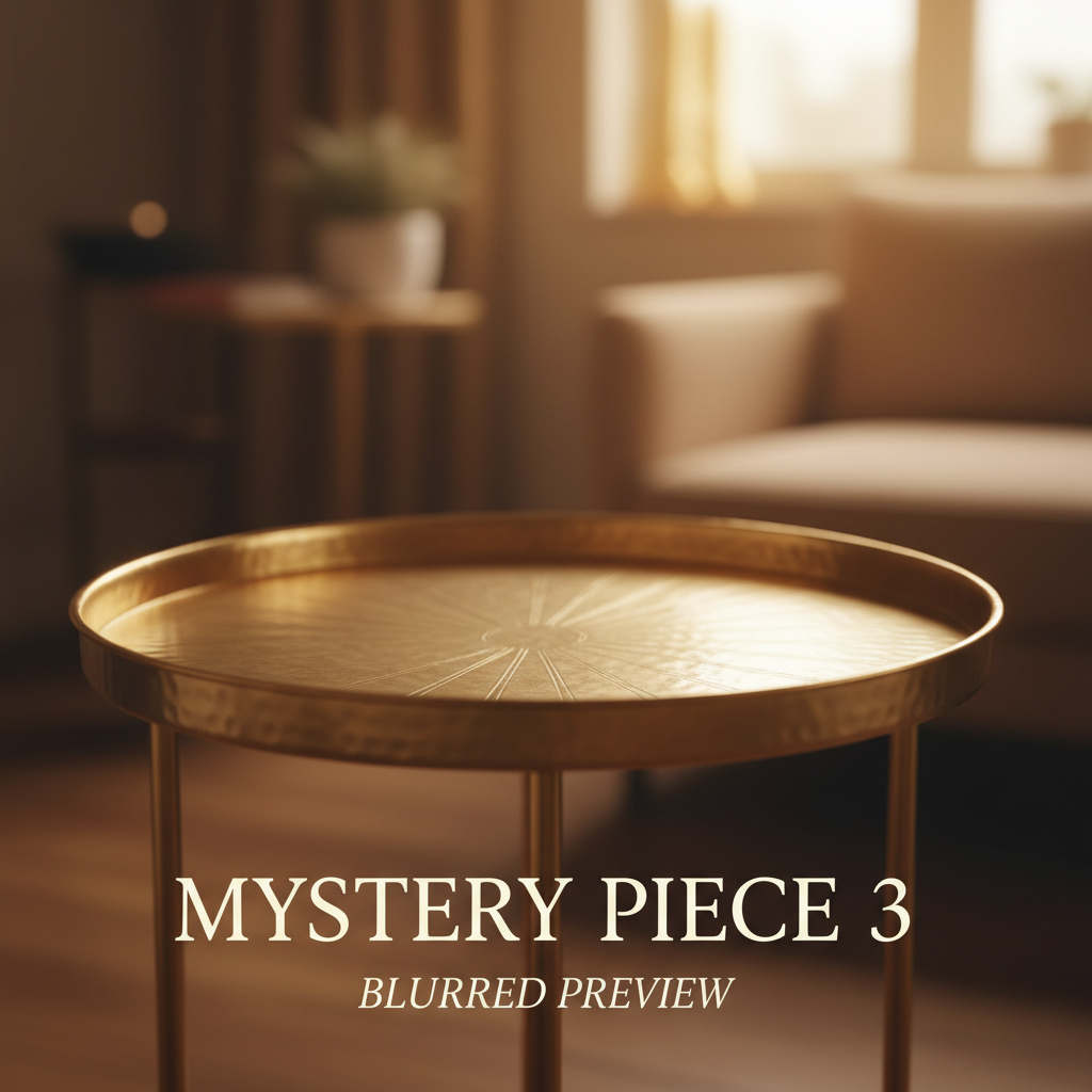 Mystery piece 3 — blurred preview of a brass tray table