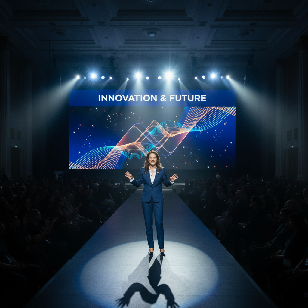 UNESCO Forum Future in Play — ponente en escenario con pantalla de presentación