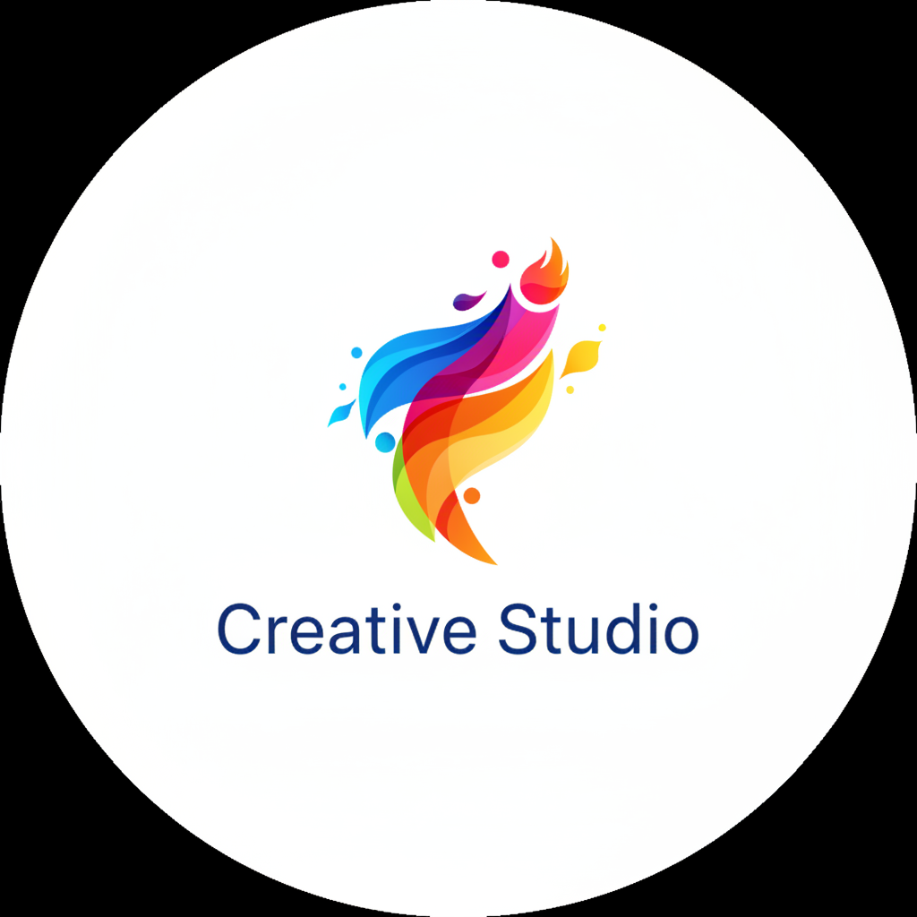 Creative Studios logo with colorful abstract design elements