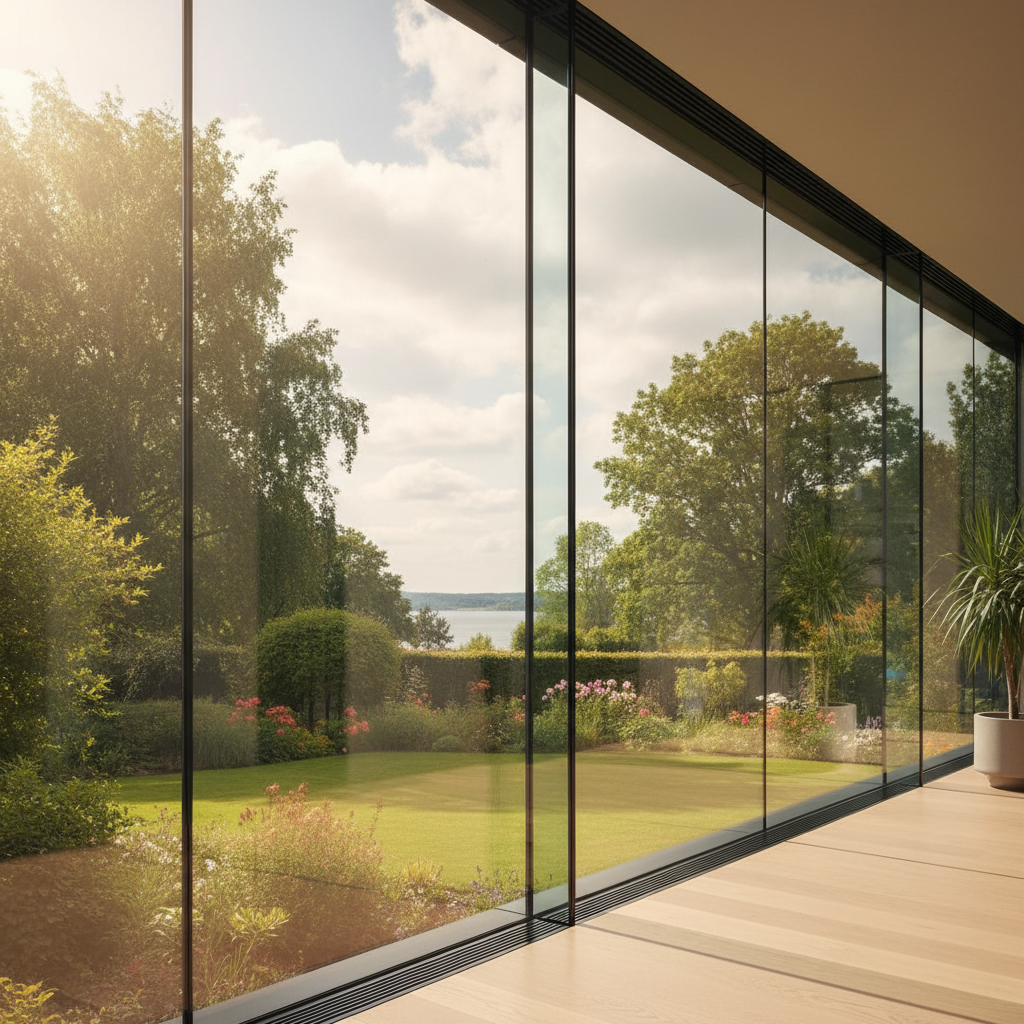 Crystal-clear clean windows with bright natural light and streak-free glass surfaces