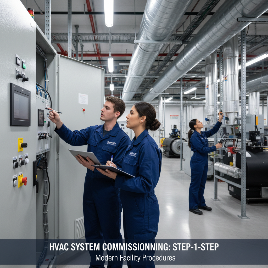 Modern industrial HVAC system with blue LED lighting in a commercial facility showcasing FrostAir's advanced climate control technology