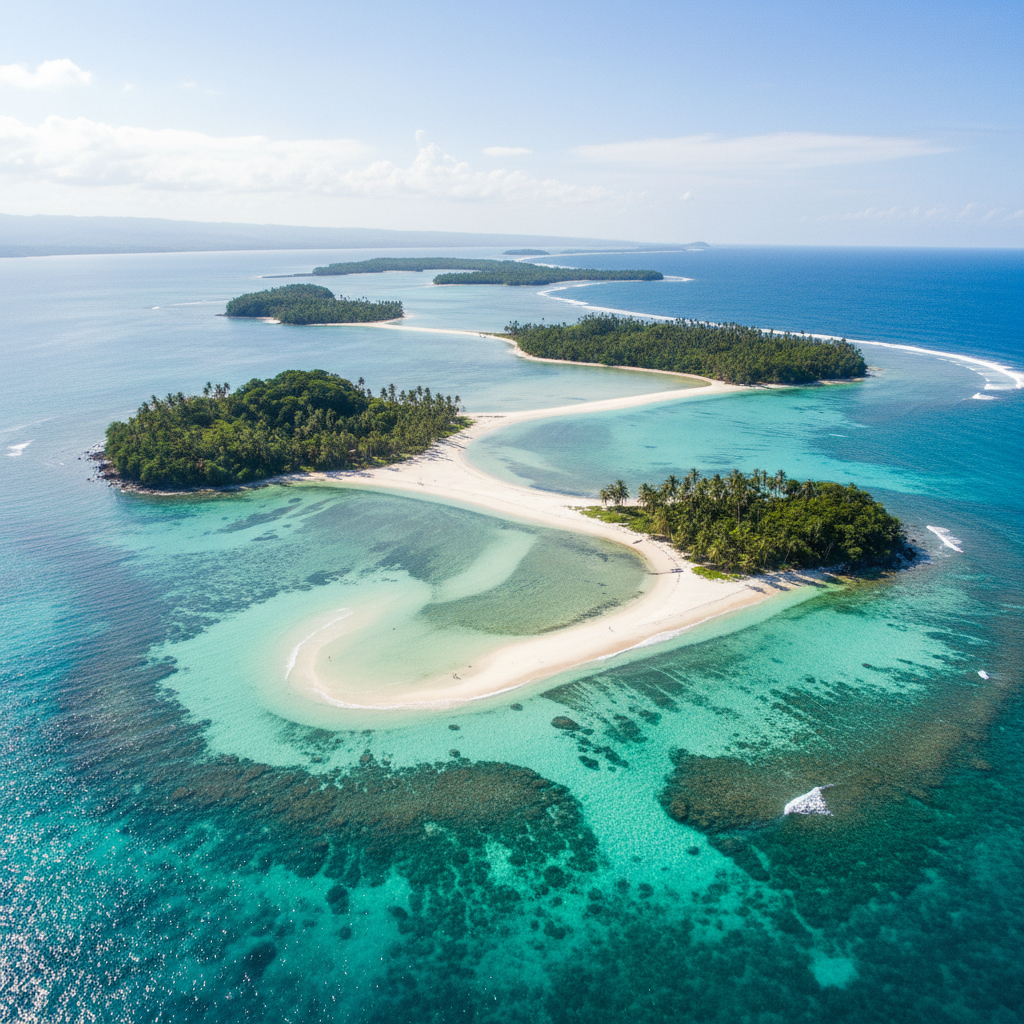 Britania Islands Surigao del Sur with pristine white sand beaches and emerald green waters