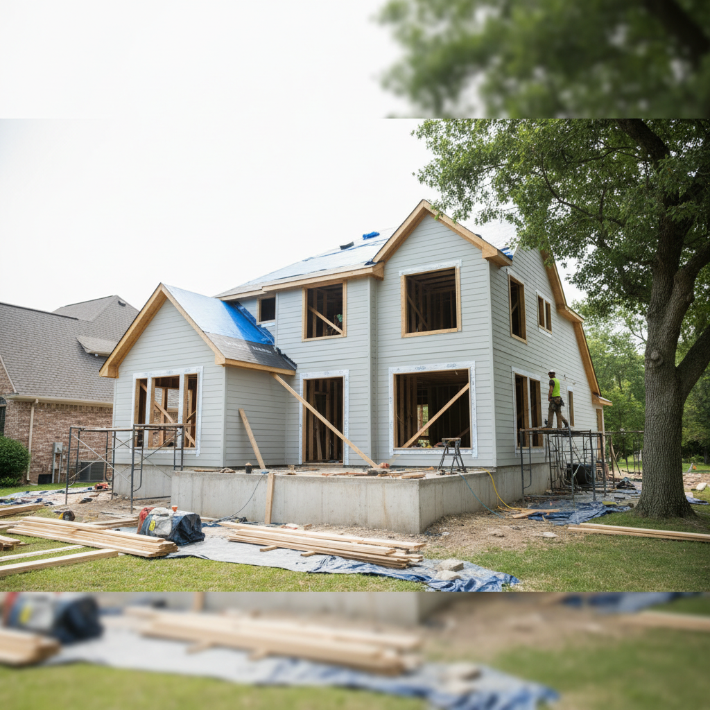 Residential home addition expanding living space with new construction