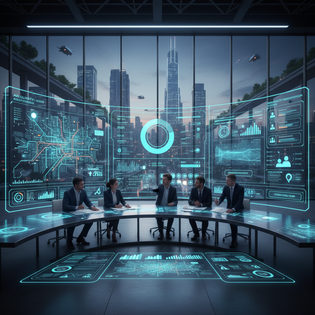 Smart city infrastructure dashboard with integrated data and citizen services