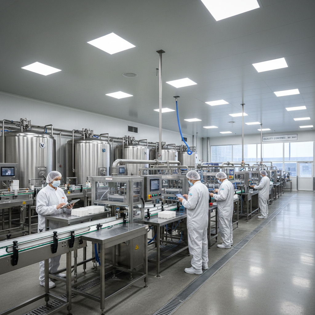 Food processing facility with stainless steel equipment