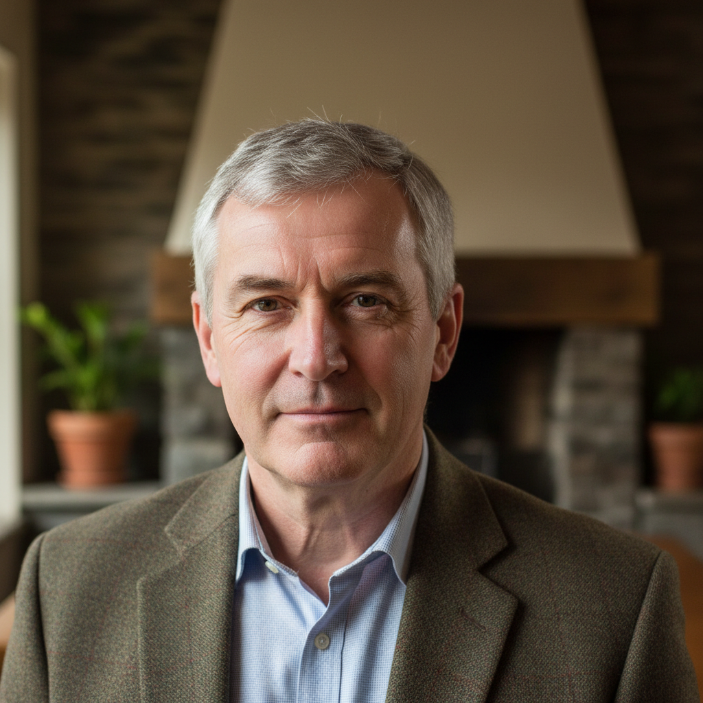 Portrait of Declan Ó Briain, founder of boutique hotel Cairn House in Dingle, Ireland
