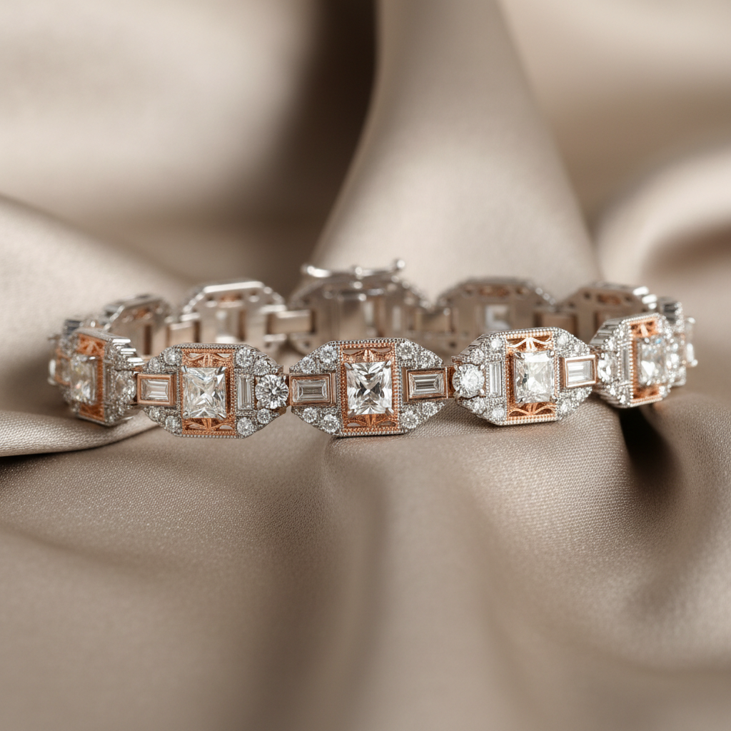 Art deco diamond tennis bracelet for wedding rental