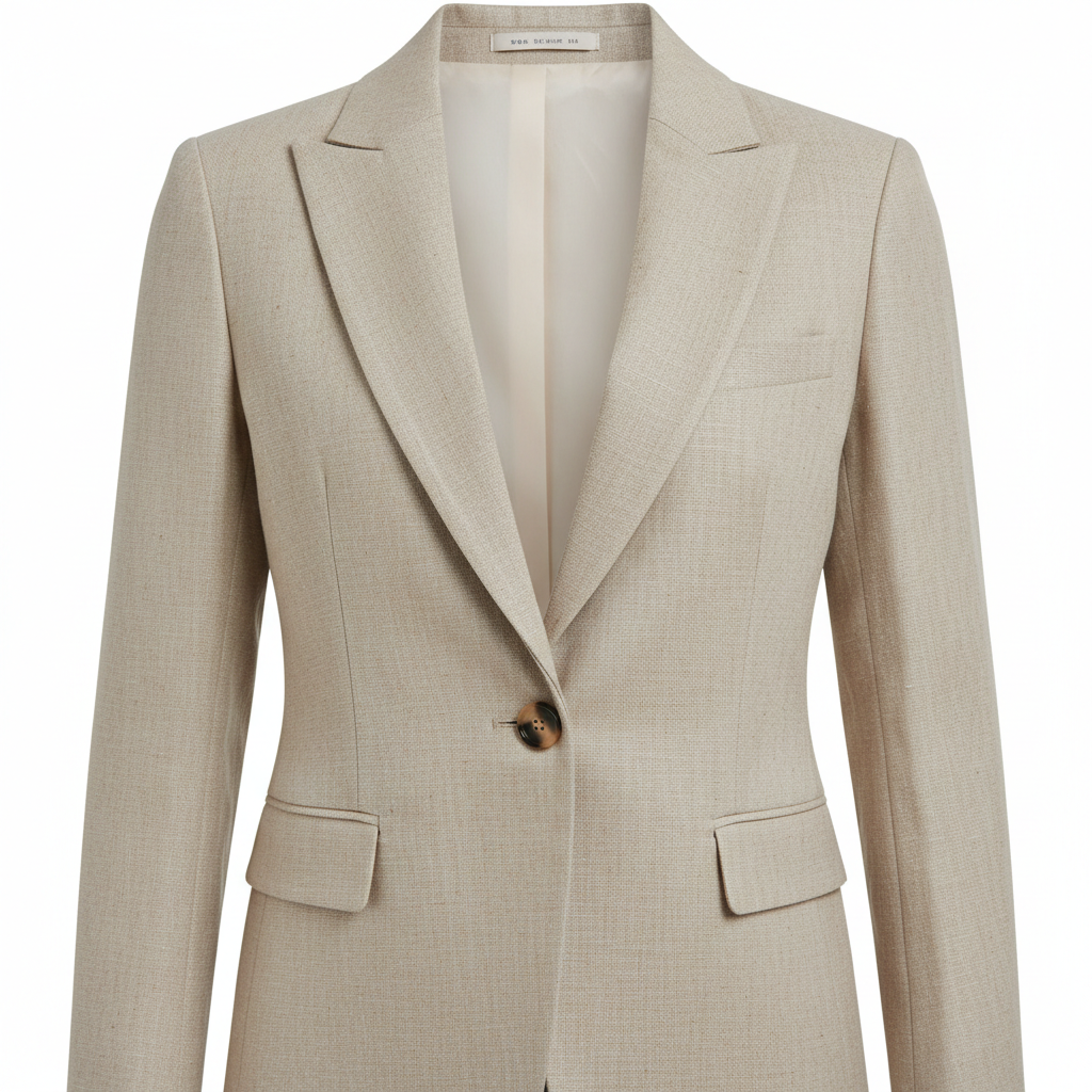 Premium beige linen blazer for men, elegant and modern cut