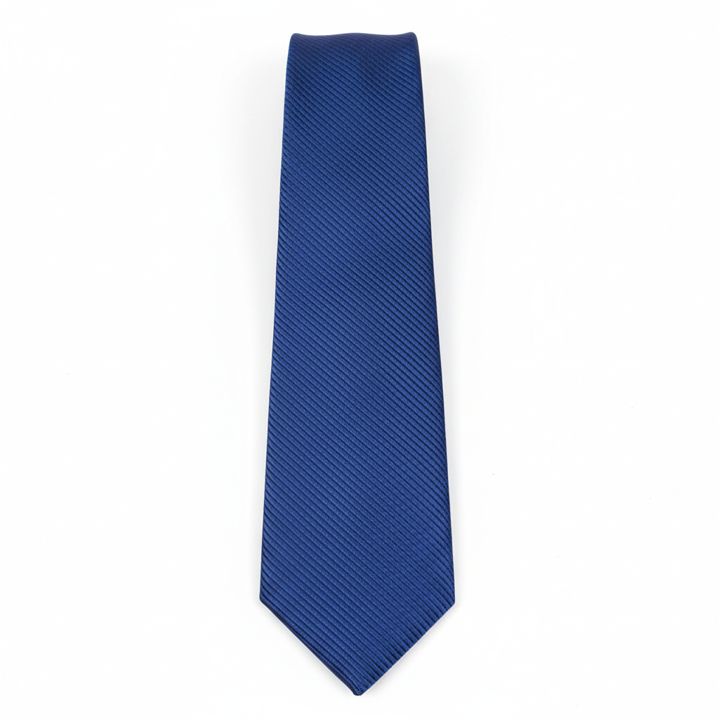Cobalt blue polyester twill tie showing consistent twill weave pattern