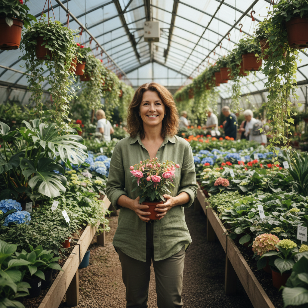 Debra Kowalski, owner of Kowalski's Garden Center, smiling woman in her 50s