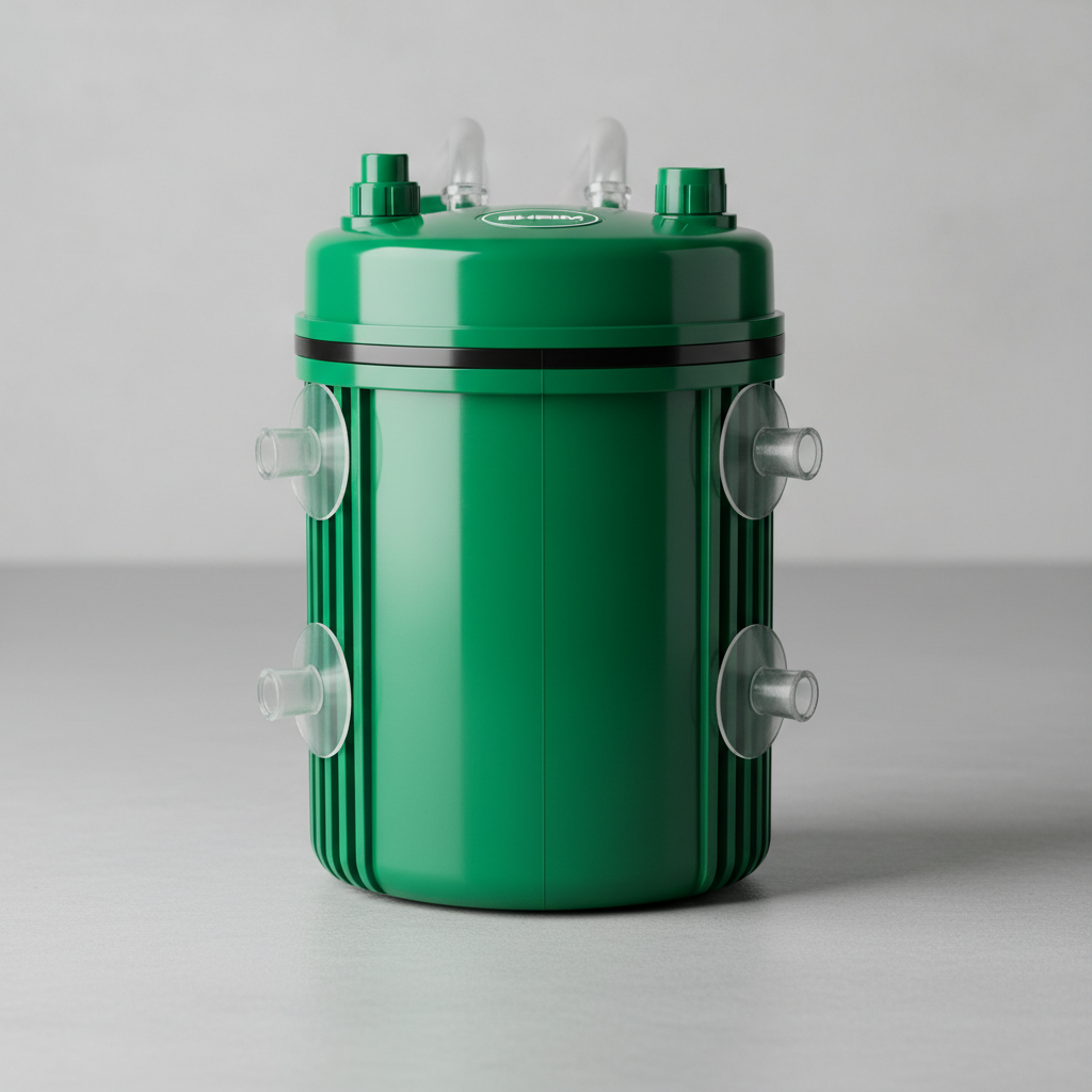 Green Eheim classic canister filter with suction cups