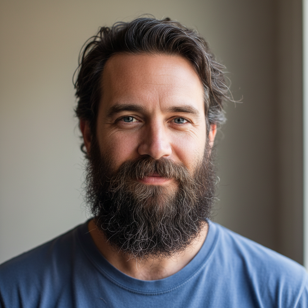 Well-groomed man with defined jawline after style upgrade