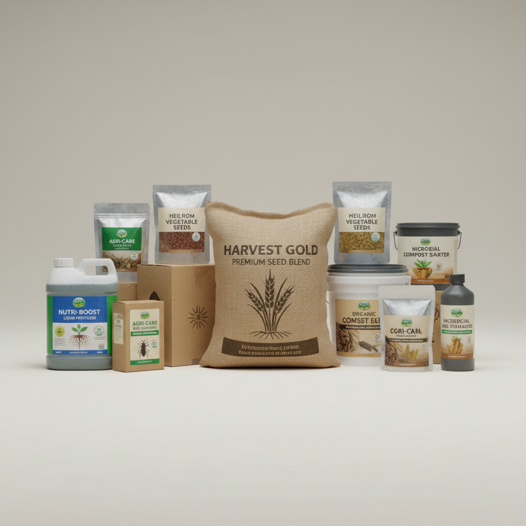 Agricultural products including seeds and fertilizers in UV-stabilized flexible packaging