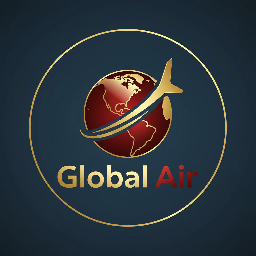 Global Air logo with red and gold globe design and aircraft tail fin