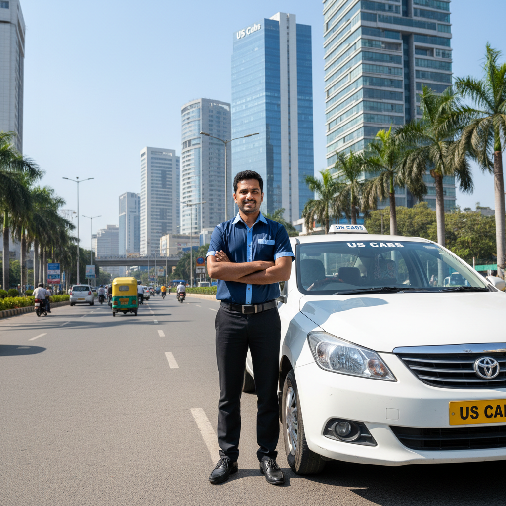 Clean cab interior with comfortable seats, Indian taxi, well-maintained, daylight