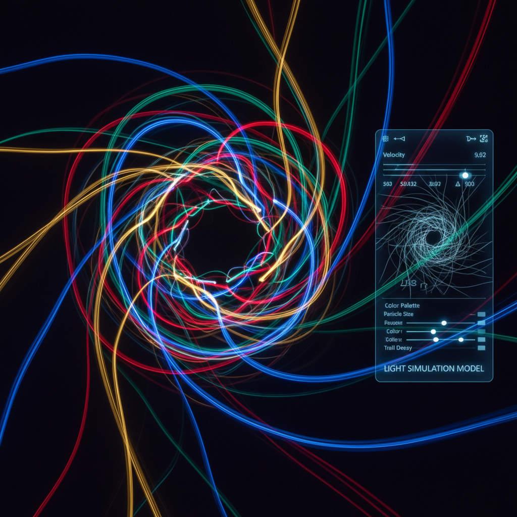 Abstract light trails — motion blur photography used as reference for light sim