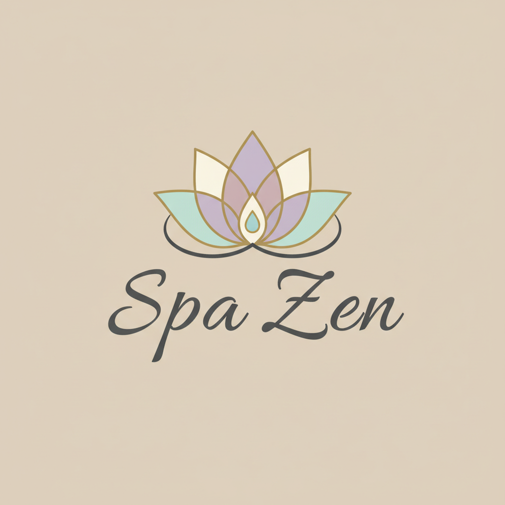 Logo Spa Zen con flor de loto fondo beige