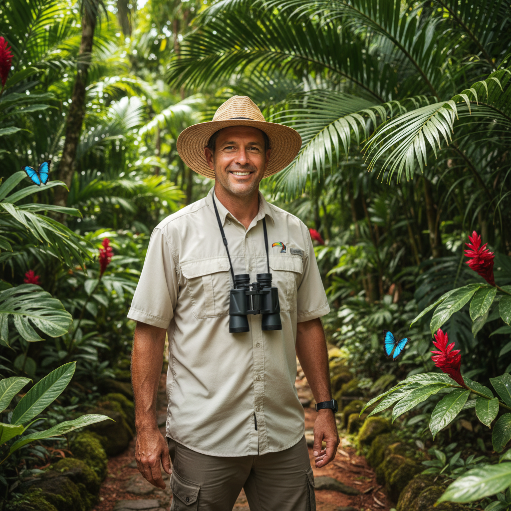 Elvis Stedman experienced Dominican nature guide with friendly confident expression in outdoor setting