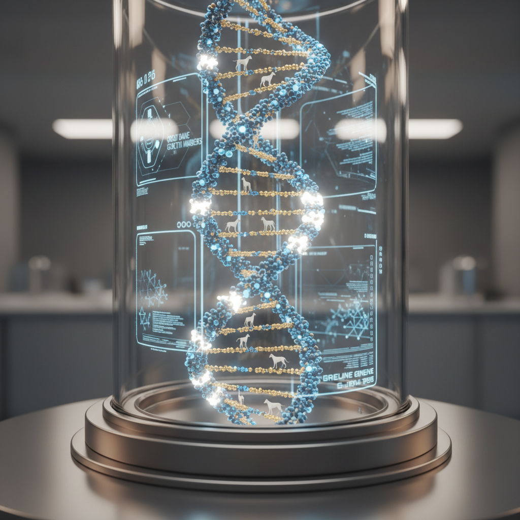 DNA helix visualization representing Great Dane genetic testing