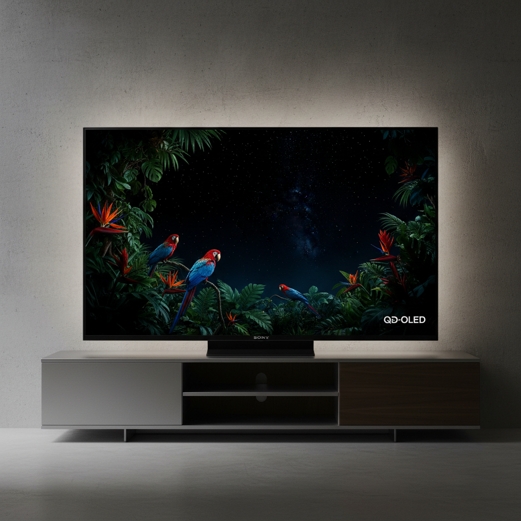 Sony QD-OLED television showing exceptional color reproduction and contrast