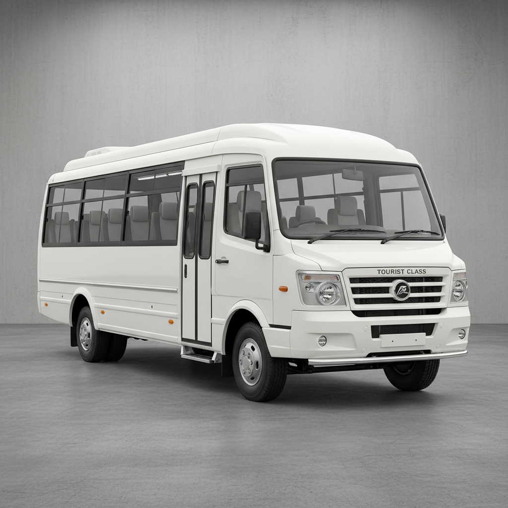 Large white tempo traveller bus for group travel