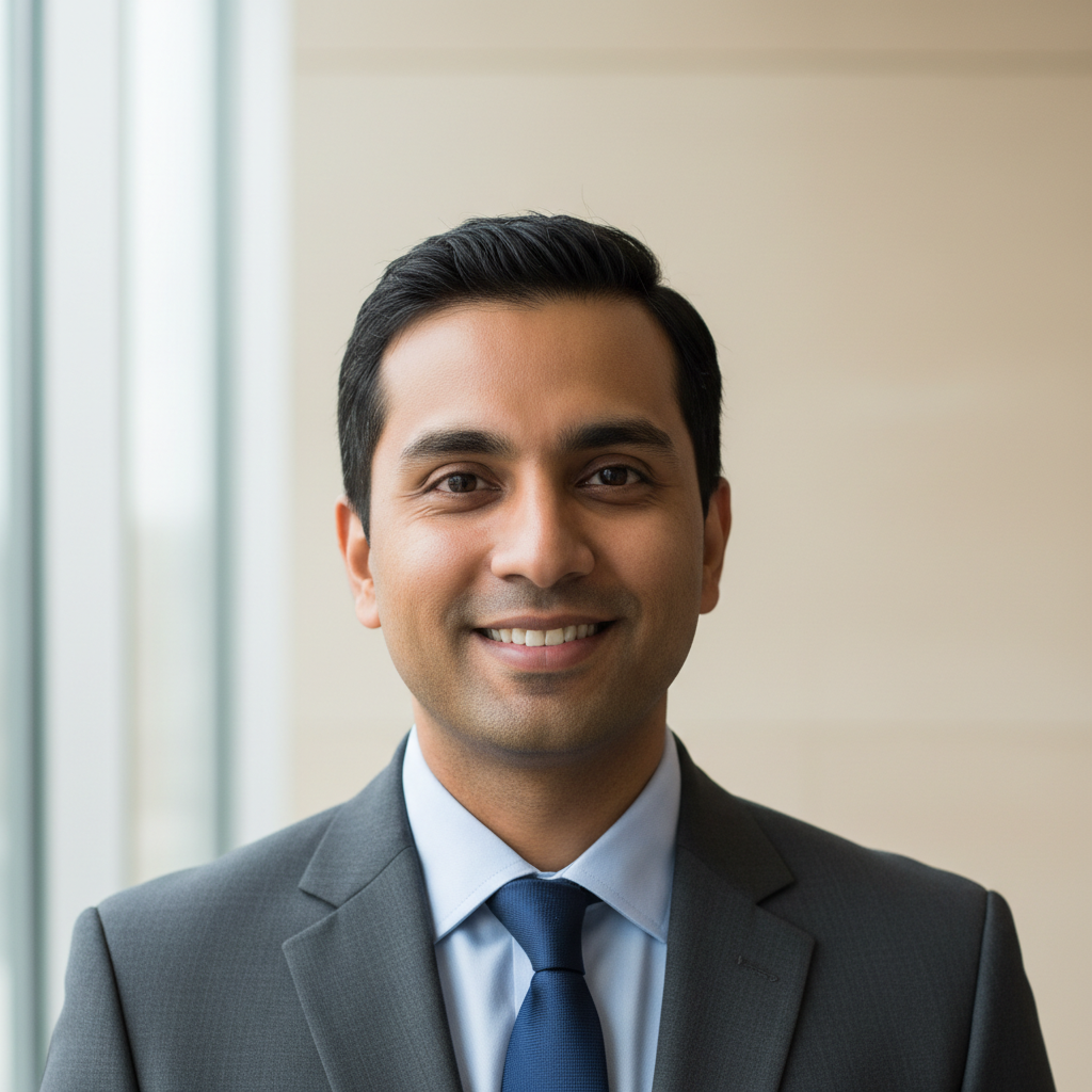 Young Indian man in formal shirt looking confident