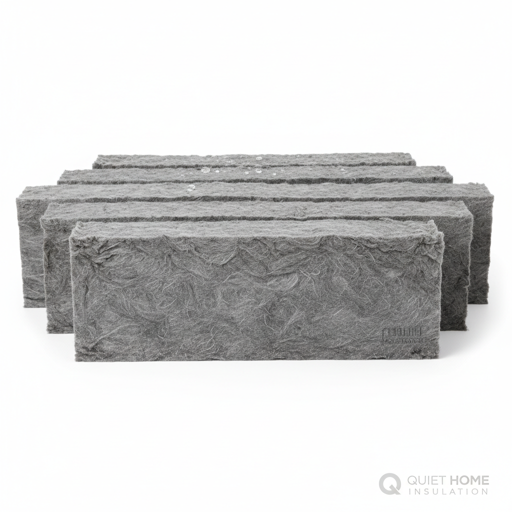 Gray mineral wool insulation batts for soundproofing interior walls