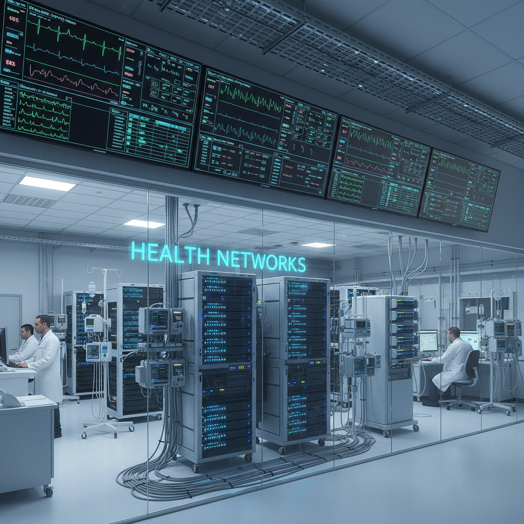Hospital IT infrastructure with servers and network equipment for healthcare
