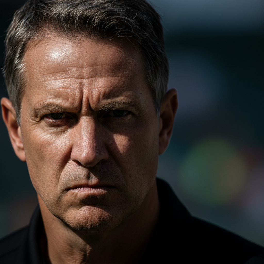Marcus Reyes, head coach with intense focused expression in dramatic lighting