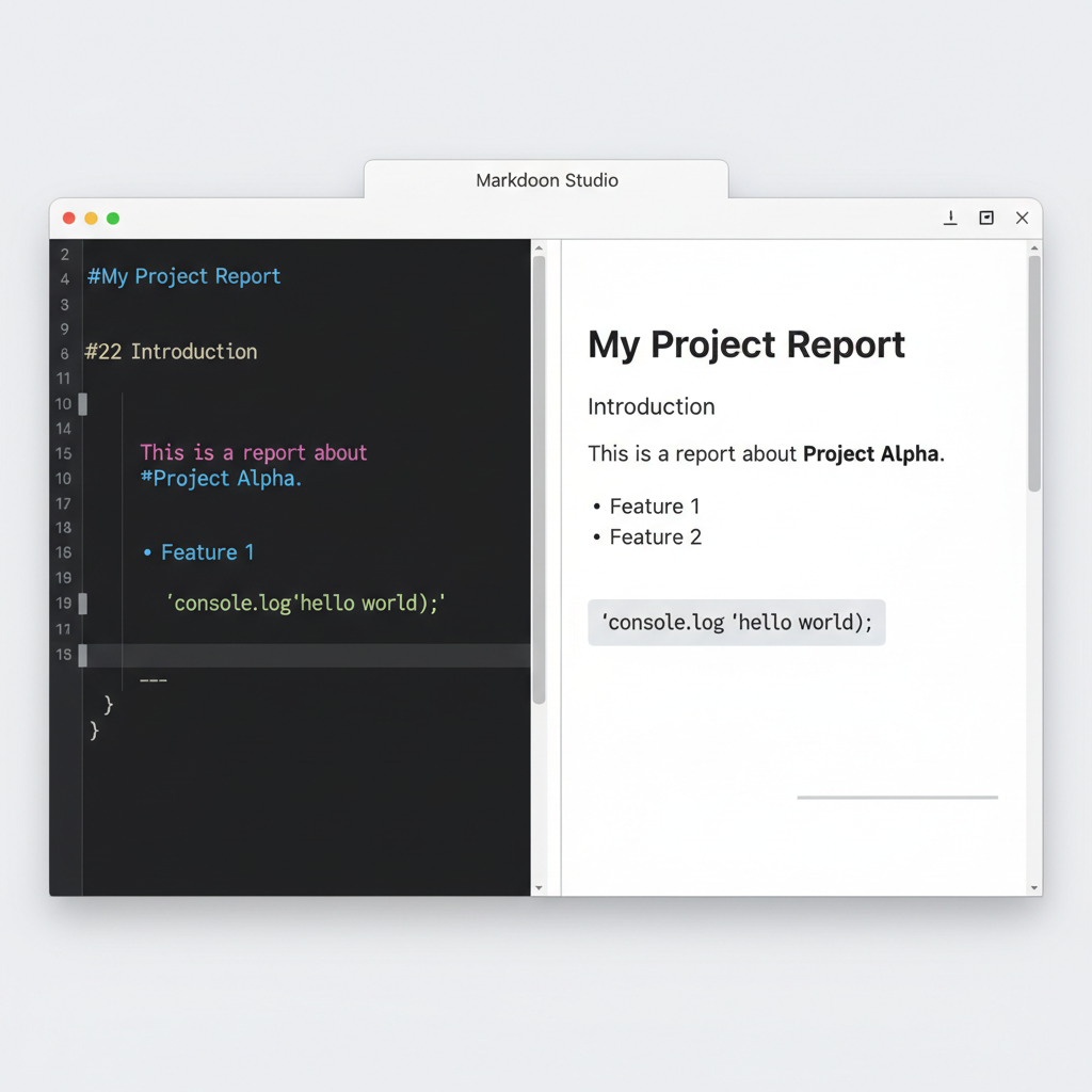 Collaborative markdown editor interface showing split-pane view with real-time editing indicators and syntax highlighting