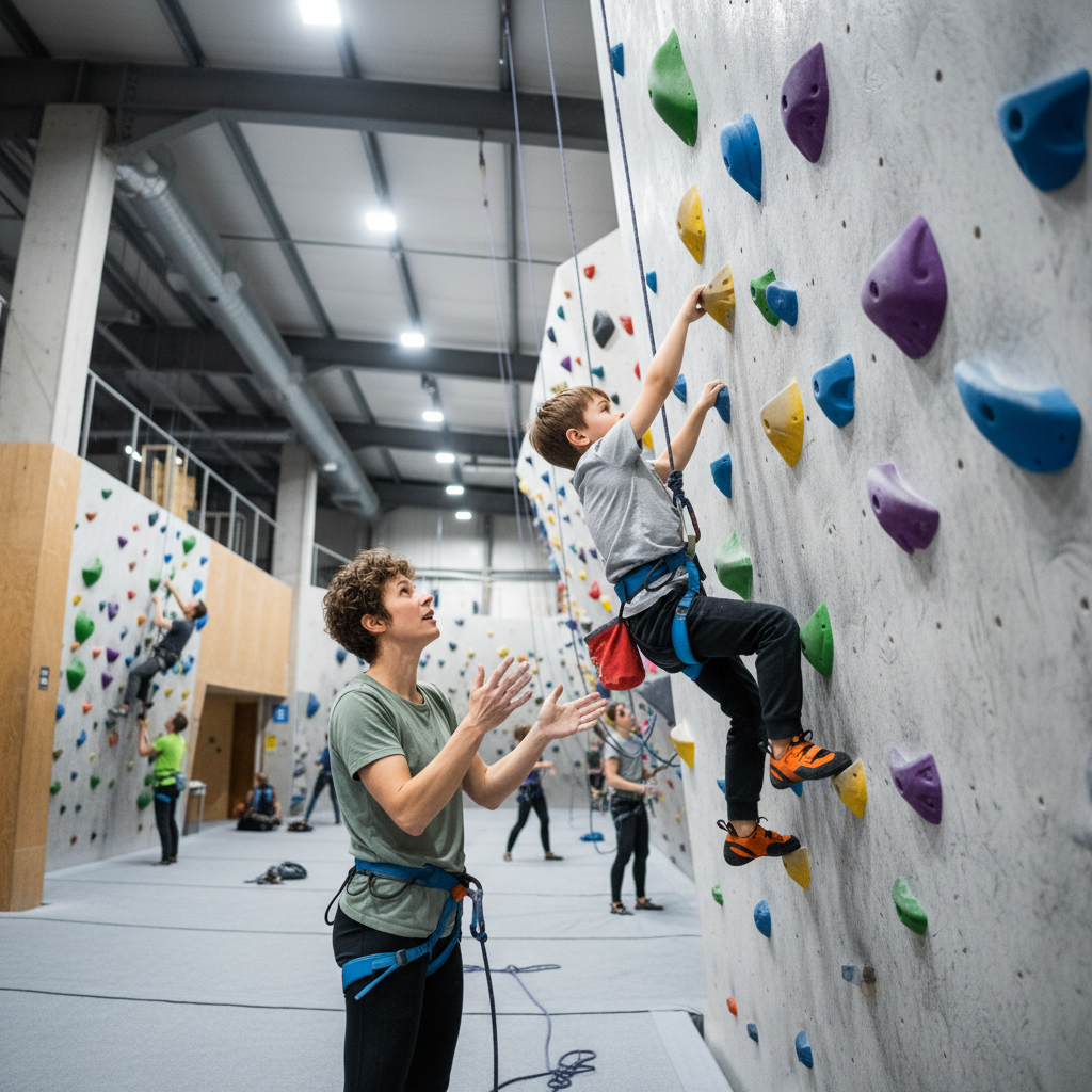 Parent at climbing gym event
