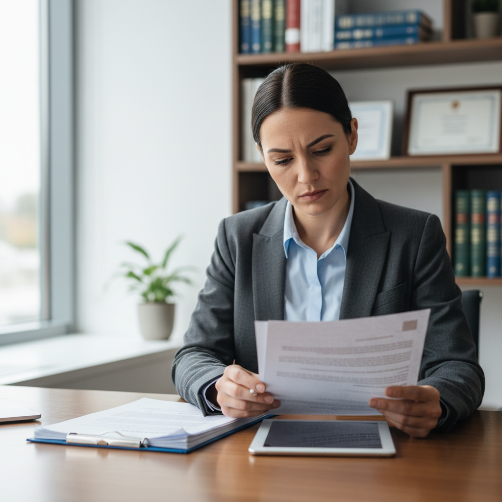 Advocate team member reviewing documents